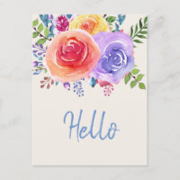 Waterverf van kleurrijke Rozen Floral Hallo