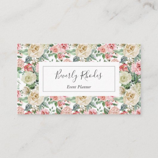 Waterverf van kmo's en Rozen Visitekaartje (Voorkant)