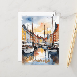 Waterverf van kopenhagen briefkaart
