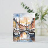 Waterverf van kopenhagen briefkaart (Staand voorkant)