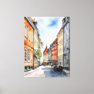 Waterverf van kopenhagen canvas afdruk