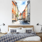 Waterverf van kopenhagen canvas afdruk (Insitu (Slaapkamer))