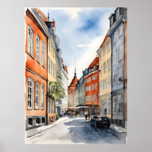 Waterverf van kopenhagen poster