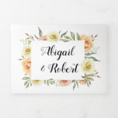 Waterverf van koraal en perziken bruiloft drieluik uitnodiging (Cover)