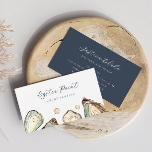 Waterverf van kusten en oesters visitekaartje
