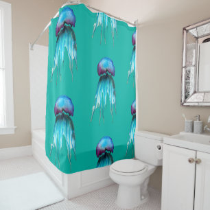 Waterverf van kwallen kleurrijke moderne aquatisch douchegordijn