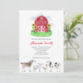 WATERVERF VAN LANDBOUWHUISDIEREN Baby shower Uitno Kaart (Staand voorkant)