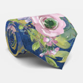 Waterverf van Lavender Blues Floral Stropdas (Opgerold)