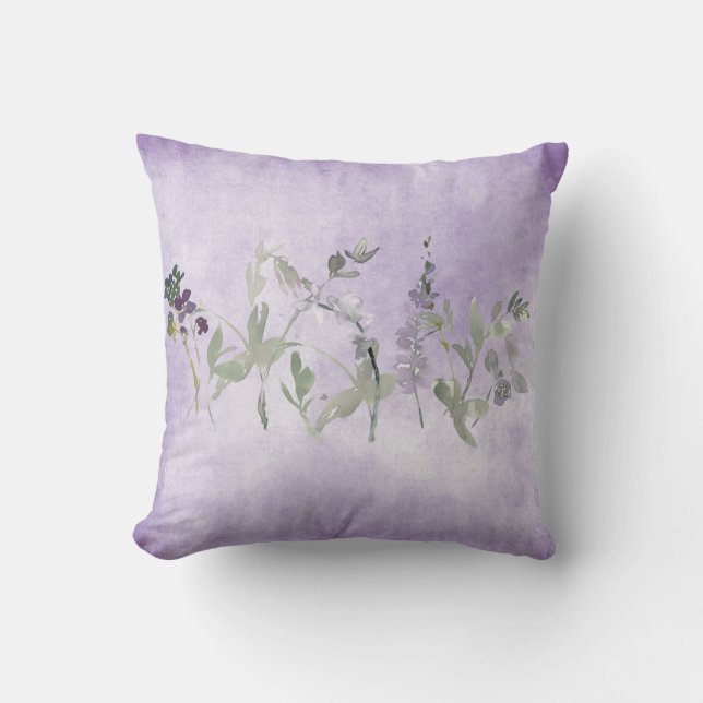 Waterverf van Lavender Floral Chic Kussen (Voorkant)