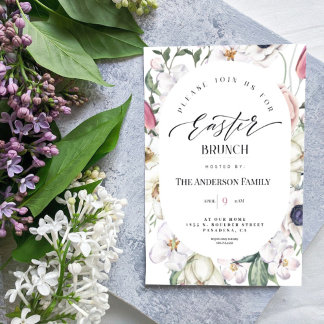 Waterverf van lente-Floral Pasen-Brunch Kaart