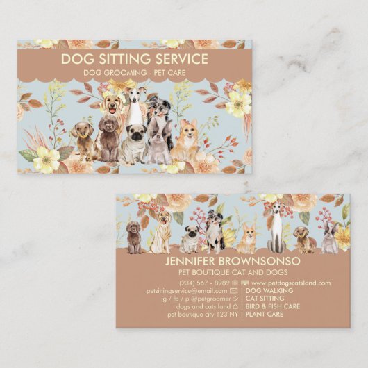 Waterverf van lentevloeren visitekaartje (Voorkant / Achterkant)