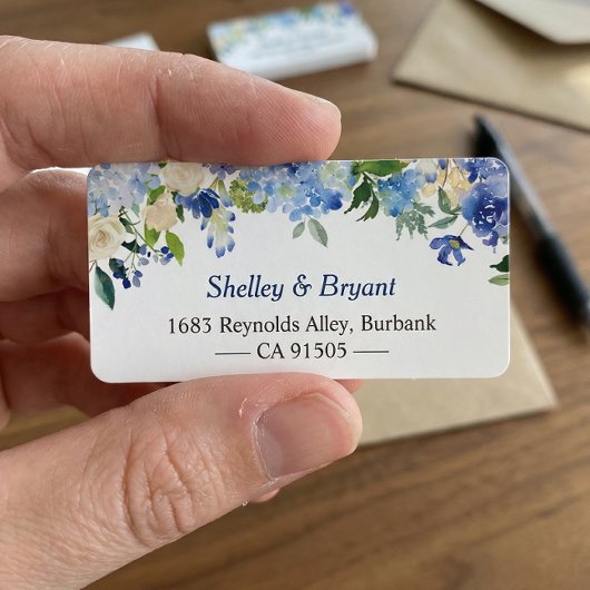 Waterverf van Light Blue Hydrangea Etiket