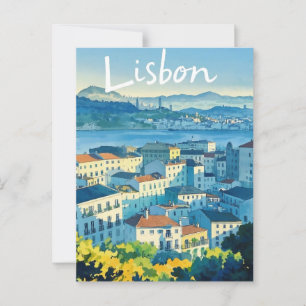 Waterverf van Lissabon-Portugal Briefkaart