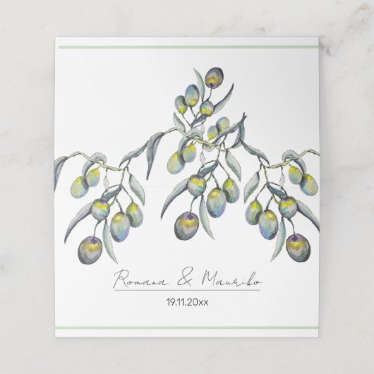 Waterverf van magische olijven met de hand geschil (Buitenkant ongevouwen)