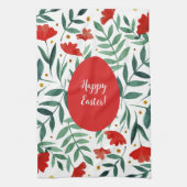 Waterverf van magische tuinen, rood en groen theedoek (Verticaal)