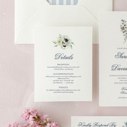 Waterverf van Monogram Floral Wedding Details Kaar Kaart