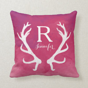 Waterverf van Monogram Rustic Antlers Kussen