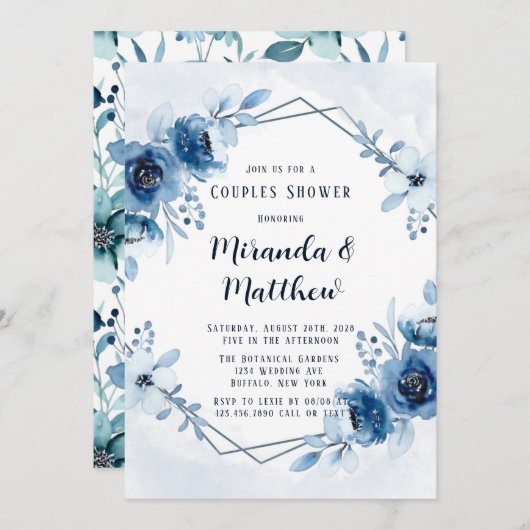 Waterverf van mosterdblauw-marineschol kaart (Voorkant / Achterkant)