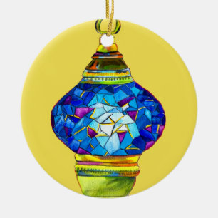Waterverf van mozaïekkunst met Turkse lampen Keramisch Ornament