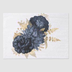 Waterverf van Navy Gold Floral Bouquet - Ontkoppel Tissuepapier