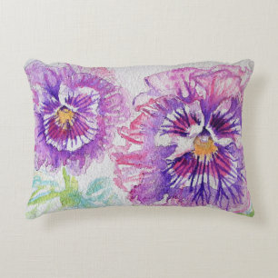 Waterverf van Paars- en roze Pansies Accent Kussen
