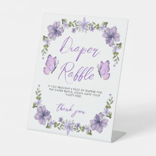 Waterverf van Paarse Butterflies Wilde bloem Reclamebord Met Voetstuk