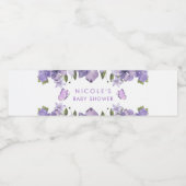 Waterverf van Paarse Butterflies Wilde bloem Waterfles Etiket (Enkel label)