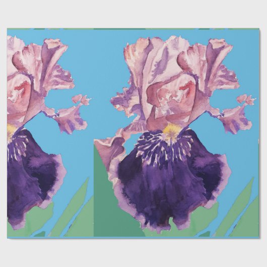 Waterverf van Paarse Iris-irisbloemen  Wrappen Wra Cadeaupapier (Vlak)