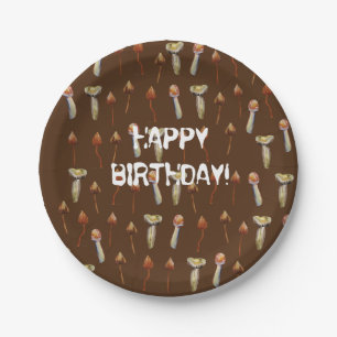 Waterverf van paddenstoelen van magische paddensto papieren bordje