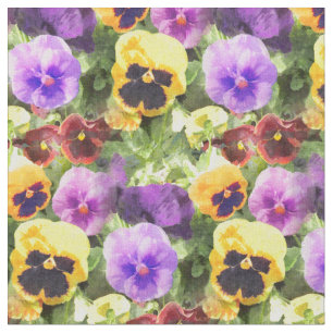 Waterverf van Pansies Stof