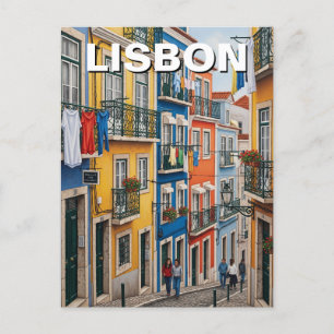 Waterverf van Pantheon Alfama in Lissabon Briefkaart