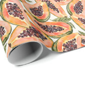 Waterverf van papajavruchten cadeaupapier (Rol Hoek)
