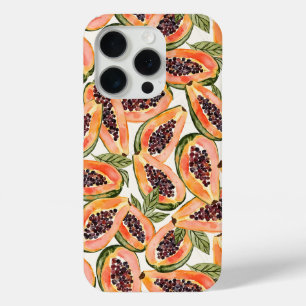 Waterverf van papajavruchten iPhone 15 pro case