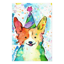 Waterverf van party Corgi