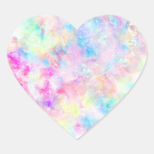 Waterverf van pasteelregenboogkleurige kleurstof hart sticker