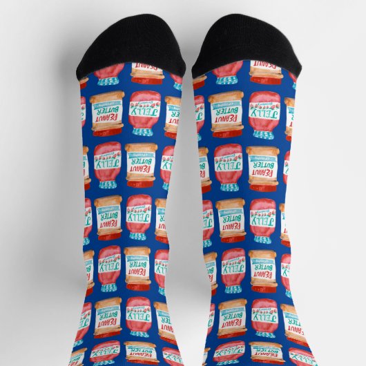 Waterverf van Peanut Butter en Jelly Jars Pattern Sokken (Top)