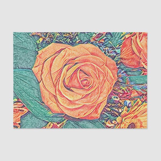 Waterverf van percolaat Roos en potloodkunst Tissuepapier (Voorkant)