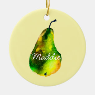 Waterverf van peren, groene vruchten keramisch ornament