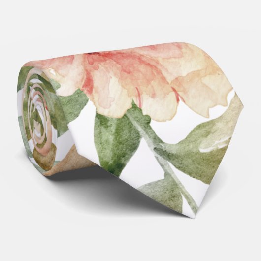 Waterverf van perzikkoraal, cactus, succulent n stropdas (Opgerold)