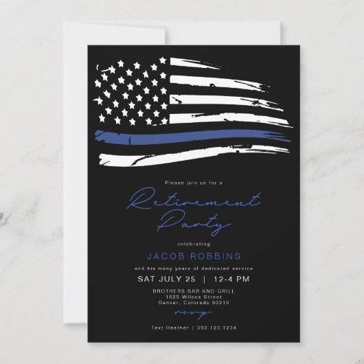 Waterverf van politie met blauwe lijn vlagvervroeg kaart (Voorkant)