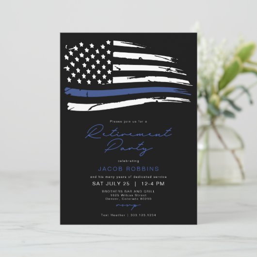 Waterverf van politie met blauwe lijn vlagvervroeg kaart (Staand voorkant)