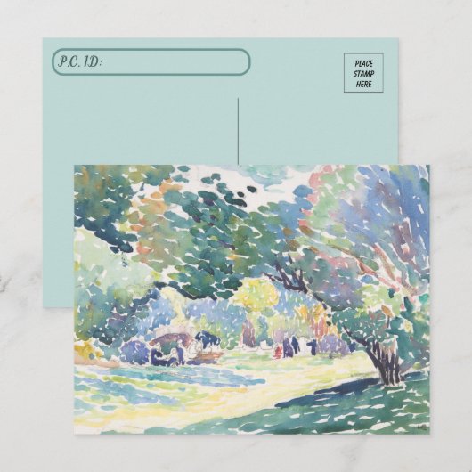 Waterverf van postovergangen Landschap Briefkaart (Voorkant / Achterkant)