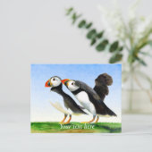 Waterverf van Puffin Bird Briefkaart (Staand voorkant)