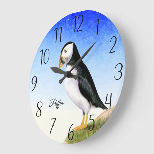 Waterverf van Puffin Bird Poster schilderen Grote Klok (Hoek)