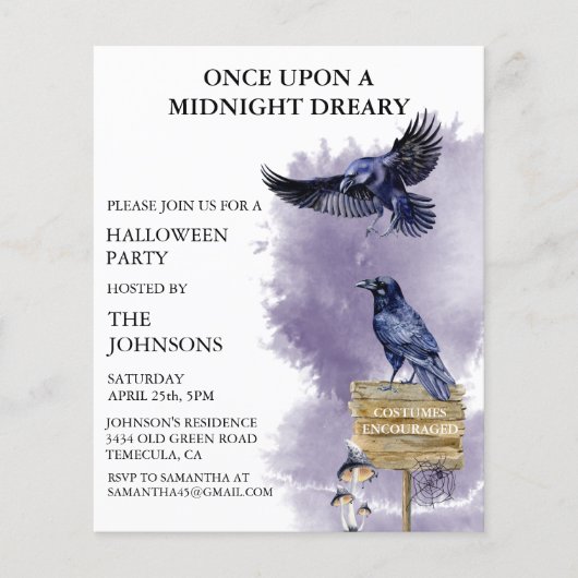 Waterverf van Raven Crow van Halloween Party (Voorkant)