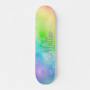 Waterverf van regenboog, gepersonaliseerd tot skateboard