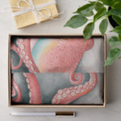 Waterverf van reuzenrode Pacifische Octopus Tissuepapier (Geschenk)