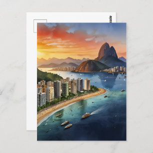 Waterverf van Rio de Janeiro Briefkaart