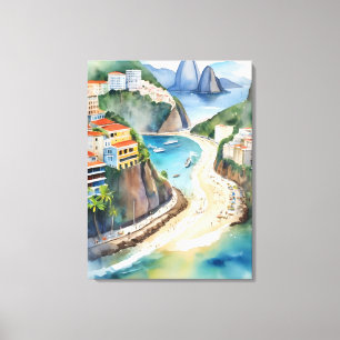 Waterverf van Rio de Janeiro Canvas Afdruk