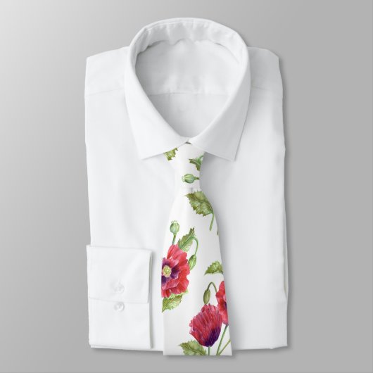 Waterverf van rode papaver stropdas (Gebonden)